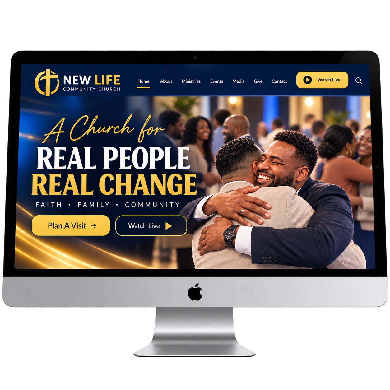 Church website displayed on an iMac